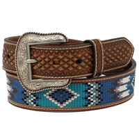 Ariat Mens Blue and Turquoise Southwestern 1-1/2" Belt (A1038702) Brown