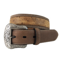 Roper Mens Genuine Ostrich Print Leather 1.5" Belt (9548500) Brown/Tan