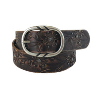 Roper Womens Genuine Tooled Leather 1.5" Belt (9649300) Brown