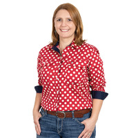 Just Country Womens Abbey Full Button Print Shirt (WWLS2333) Crimson Spots [GD]