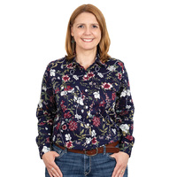 Just Country Womens Abbey Full Button Print Shirt (WWLS2325) Navy Hibiscus [GD]