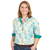Just Country Womens Abbey Full Button Print Shirt (WWLS2318) Sky Citrus Flower [SD]