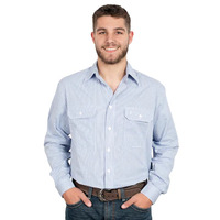 Just Country Mens Austin Full Button Print Shirt (MWLS2327) Navy/White Pin Stripe [GD]