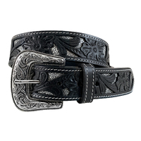 Roper Womens Soft Genuine Leather with Floral Cutouts 1.5" Belt (9654300K) Black