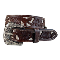 Roper Womens Soft Genuine Leather with Floral Cutouts 1.5" Belt (9654300B) Brown