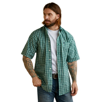 Ariat Mens Wrinkle Free Finan Classic S/S Shirt (10045069) Green [SD]
