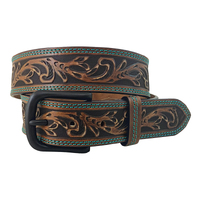 Roper Womens 1.1/2"  Bridle Buffalo Leather Belt (9655300) Brown