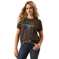Ariat Womens Patina Steer S/S Tee (10046318) Washed Black