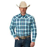 Roper Men Amarillo Collection L/S Shirt (01278094) Plaid Blue