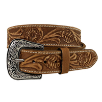 Roper Mens 1 1/2" Genuine Hand Tooled Leather Belt (9543500) Brown