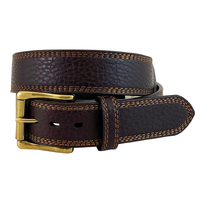 Roper Mens 1 1/2" Pebble Grain Genuine Leather Triple Stitched Belt (9538500B) Dark Brown