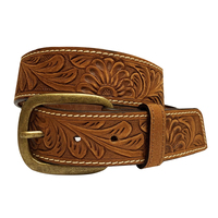 Roper Womens 1 1/2" Genuine Hand Tooled Leather Belt (9636300) Brown