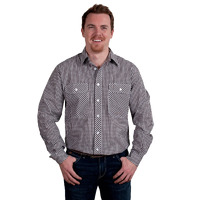 Just Country Mens Austin Full Button Print Shirt (MWLS2416) Chocolate/White Check