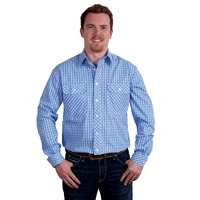 Just Country Mens Austin Full Button Print Shirt (MWLS2409) Cornflower Check