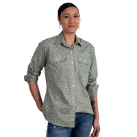 Just Country Womens Abbey Full Button Print Shirt (WWLS2413) Sage Leaves