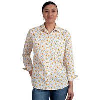 Just Country Womens Abbey Full Button Print Shirt (WWLS2412) White Marigold
