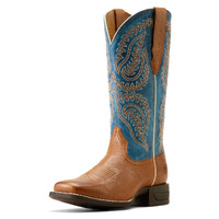 Ariat Womens Cattle Caite Stretchfit Western Boots (10050919) Roasted Peanut/Regatta Blue