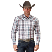 Roper Mens Amarillo Collection L/S Shirt (01278097) Plaid Grey