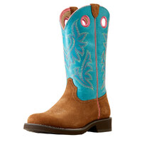 Ariat Womens Elko Western Boots (10050888) Chestnut Suede/Basin Blue