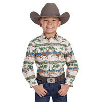 Roper Boys Vintage Collection L/S Shirt (30482201) Print Brown [SD]