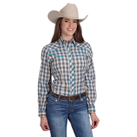 Roper Womens Karman Special Collection L/S Shirt (50086010) Plaid Blue [SD]
