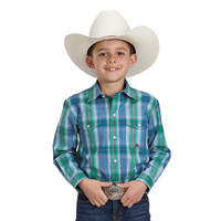 Roper Boys Amarillo Collection L/S Shirt (30278317) Plaid Blue
