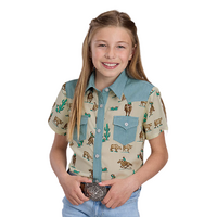 Roper Girls Five Star Collection S/S Shirt (81590100) Print White [SD]