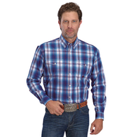 Roper Mens Amarillo Collection L/S Shirt (01378015) Plaid Blue