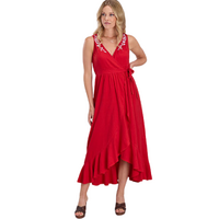 Roper Womens Studio West Collection Sleeveless Dress (57513045) Solid Red [SD]