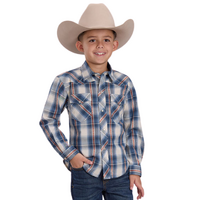 Roper Boys West Made Collection L/S Shirt (30062466) Plaid Blue