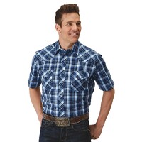 Roper Mens Karman Classic 55/45 Collection S/S Shirt (01101465) Plaid Blue [SD]