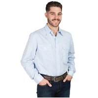 Just Country Mens Austin Full Button L/S Print Shirt (MWLS2502) Dusty Blue Mini Check