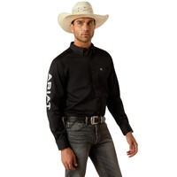 Ariat Mens Team Logo Twill L/S Shirt (10055406) Black/Grey