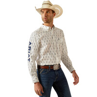 Ariat Mens Team Perkins Fitted L/S Shirt (10054728) White/Navy