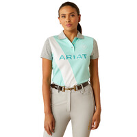 Ariat Womens Taryn Polo (10055247) Beach Glass/Electric Green