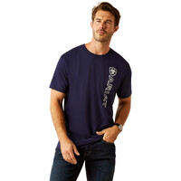 Ariat Mens Vertical Logo S/S Tee (10055150) Classic Blue/White