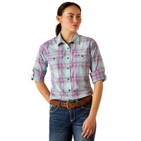 Ariat Womens Rebar Made Tough Durastretch L/S Work Shirt (10055079) Aquatic