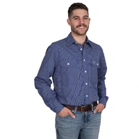 Just Country Mens Austin Full Button L/S Print Shirt (MWLS2533) Cobalt/White/Yellow