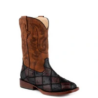 Roper Childrens Bird Blocks Western Boots (18900622) Brown