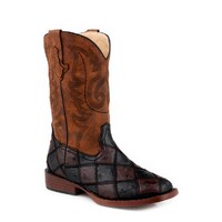 Roper Big Kids Bird Blocks Western Boots (19900622) Brown