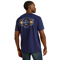 Ariat Mens Woven West S/S Tee (10062418) Medieval Blue