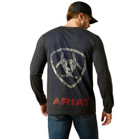 Ariat Mens Stamped Freedom L/S Tee (10062428) Charcoal Heather