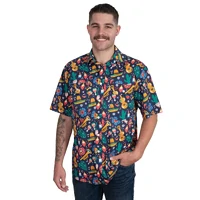 Just Country Mens Jordan Full Button S/S Print Shirt (MWSSR250) Navy Fiesta