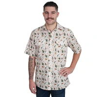 Just Country Mens Jordan Full Button S/S Print Shirt (MWSSR252) Stone Western Scene