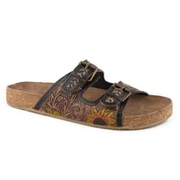 Roper Womens Desiree Tooled Western Sandals (21607582) Tan Floral