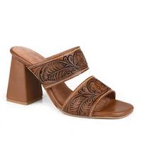 Roper Womens Stella Heels (21946716) Tan Tooled Leather
