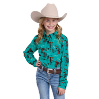 Roper Girls Five Star Collection L/S Shirt (80590170) Print Blue