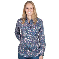 Just Country Womens Abbey Full Button L/S Print Shirt (WWLS2565) Navy Daisy