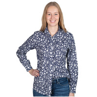 Just Country Womens Abbey Frills Full Button L/S Print Shirt (WWLS2560) Navy Floral