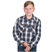 Just Country Boys Brayden Half Button L/S Print Shirt (BWLS2584) Navy/Red Plaid